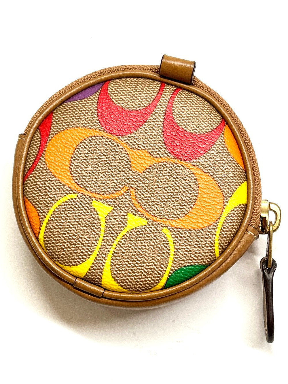 Coach Rainbow Signature Zippered Coin Case NWOT
